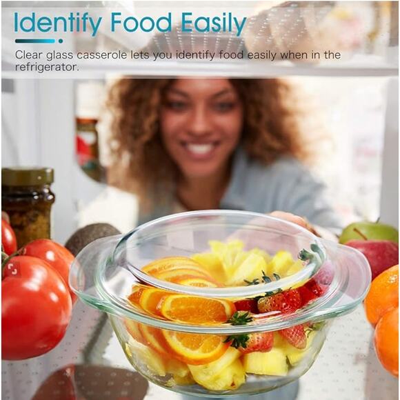 Small Round Glass Casserole Dish with lid- Microwave and Oven Safe - Picture 5 of 6